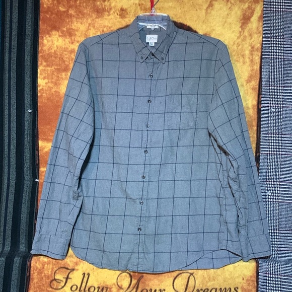 J.CREW-men’s gray plaid cotton ‘CLASSIC’ fit BRUSHED TWILL long sleeve shirt - Picture 1 of 10